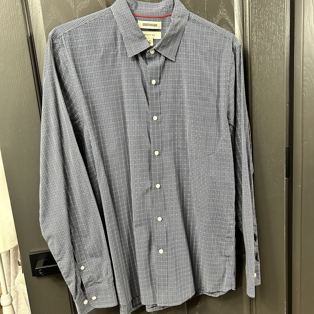 Goodthreads Long Sleeve‎ Button Down Mens Slim Fit Dress Shirt Size Large Blue